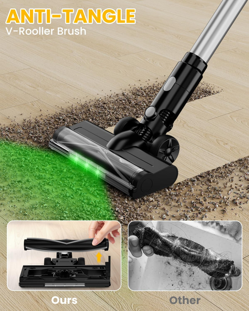 Cordless Vacuum Cleaner for DeWalt Battery, 7-in-1 Lightweight Stick Vacuum with HEPA Filter, 35KPA Suction, 350W Brushless Motor, 3 Modes for Carpet, Floor, Car (Battery Not Included)
