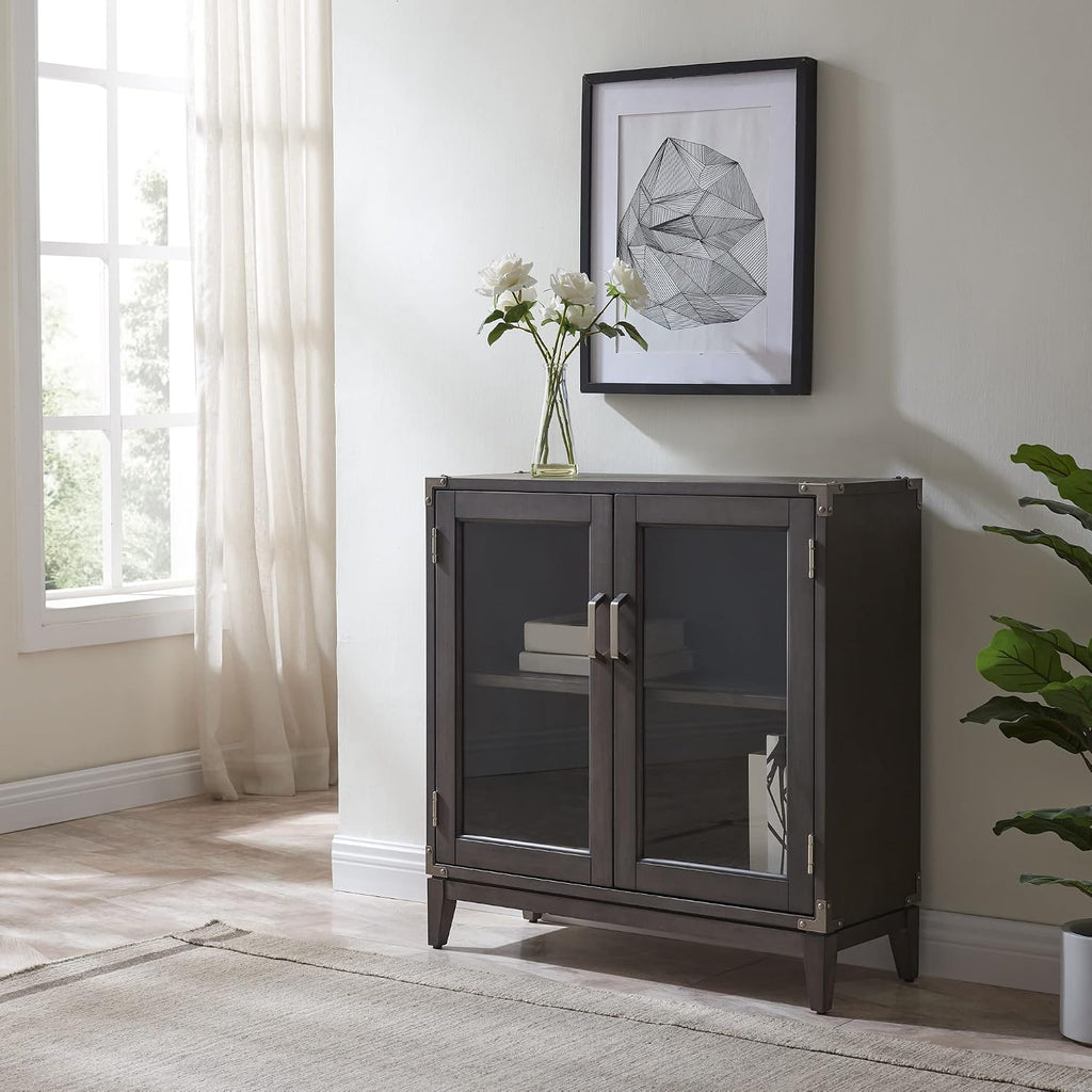 Leick Home 24010 Beckett Cabinet, for Living, Foyer, Entry Way, Dining Room, Bedroom, Anthracite/Pewter, Grey, Small