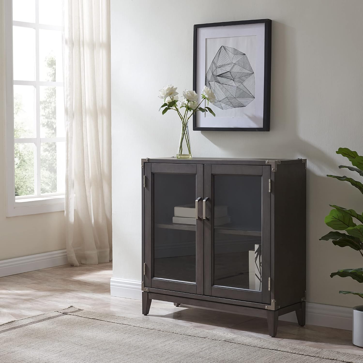 Leick Home 24010 Beckett Cabinet, for Living, Foyer, Entry Way, Dining Room, Bedroom, Anthracite/Pewter, Grey, Small