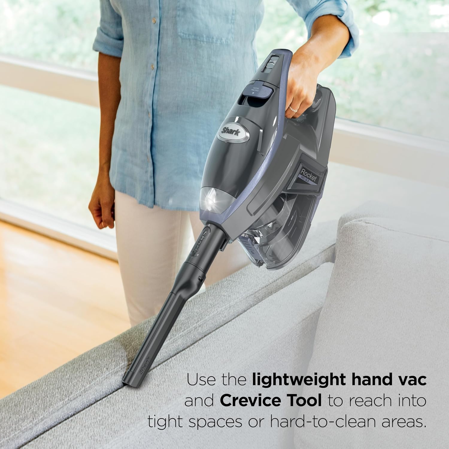 Shark Rocket Pro DLX | Corded Stick Vacuum | Removable Hand Vacuum, Advanced Swivel Steering, XL Dust Cup Capacity | Crevice Tool, Upholstery Tool & Anti-Allergen Dust Brush | Gold | HV371GD