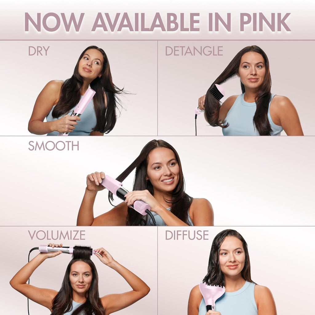 BaBylissPRO StyleSwitch Ionic Multi-Styler, Air Styler and Hair Dryer, Lightweight Hot Air Brush with 5 Attachments, Automatic Dual Voltage