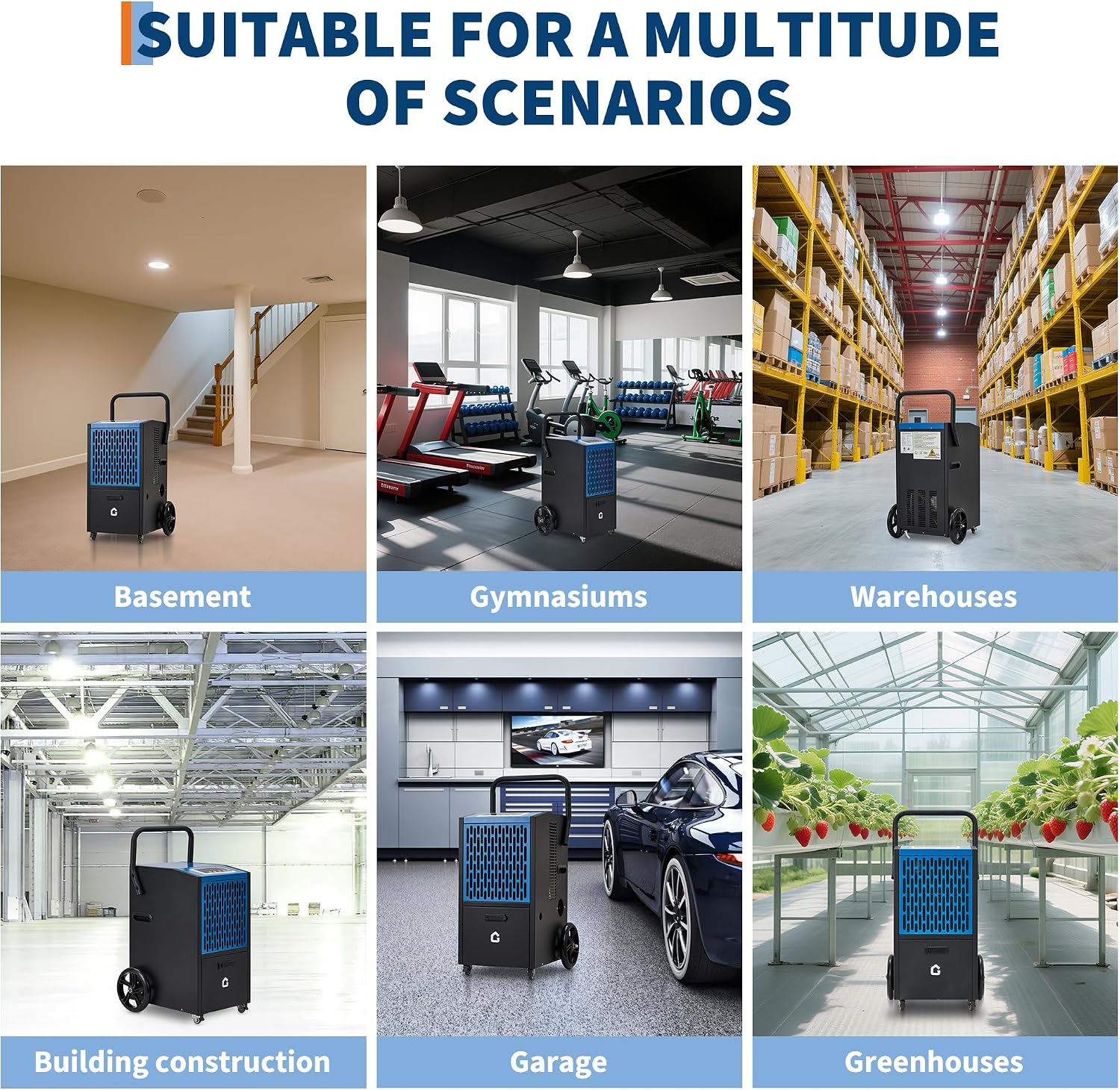 105 pt Commercial Dehumidifier for Basement, Large Dehumidifier with Drain Hose, Timer and 4 Wheels, Ideal for Flood Repair, Drying Basement, Warehouse and Factory, 110V/60Hz/520W, US Standard