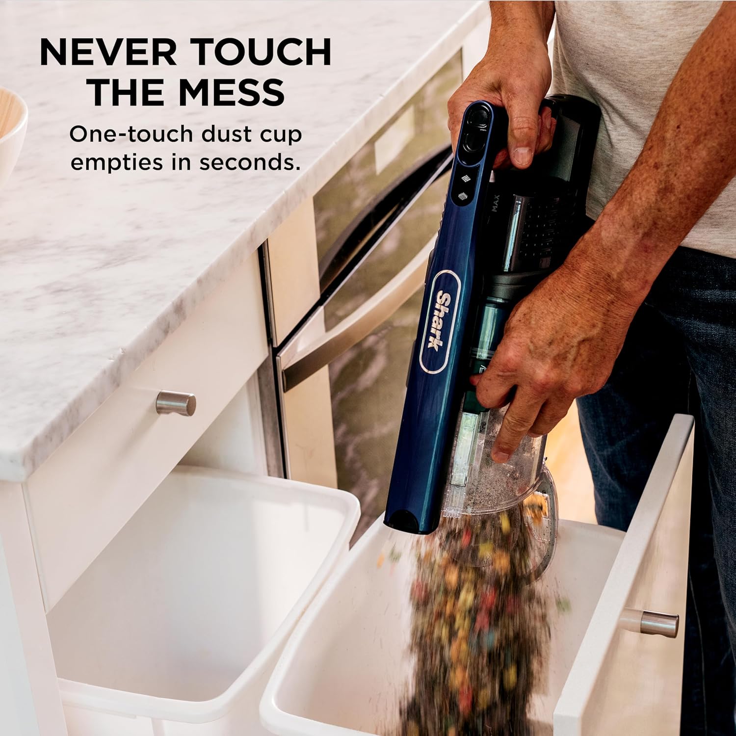 Shark Cordless Vacuum Cleaner with HEPA Filter, Lightweight, Portable, Rechargeable, Powerful Pet Hair Pickup, Removable Handheld, Crevice Tool, Dusting Brush, 50-min Runtime, Blue, IZ363HT