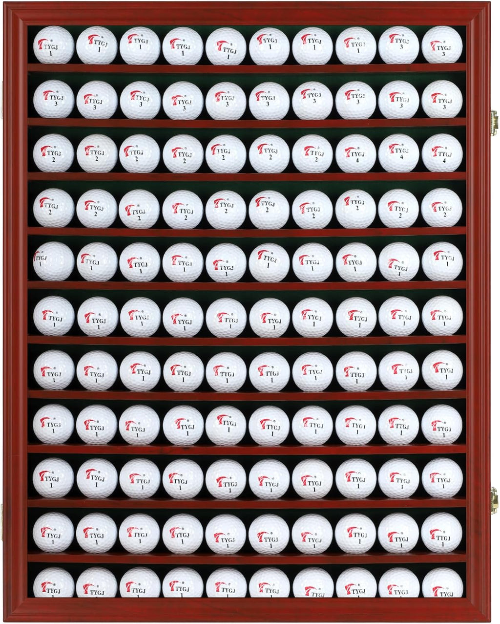 DisplayGifts 110 Golf Ball Display Case Wall Cabinet Holder Shadow Box Acrylic Door UV Protection Cherry Finish