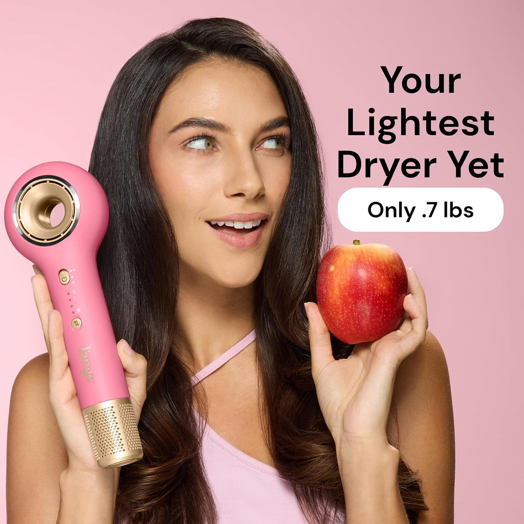 L'ANGE HAIR Axia HaloRing Ionic Hair Dryer | High Speed Professional Blow Dryer for Smooth, Frizz-Free Styles | Lightweight Brushless Motor with Concentrator & Wall Mount | 4 Heat Settings | Rose Gold