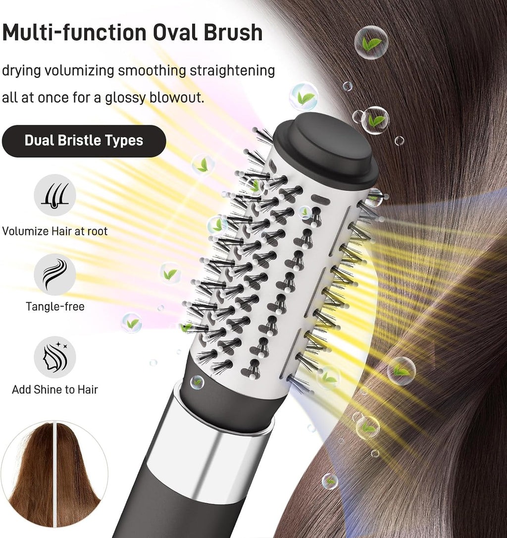 MESCOMB 5 in 1 Hot Air Brush Set - 110,000 RPM Hair Dryer for Fast Drying, Multi-Styler with Auto-Wrap Curlers, Straightening and Volumizing Brush(Gray)