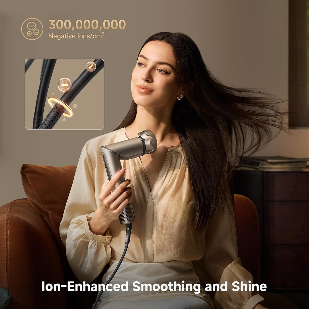 Dreame Dazzle Hair Styler and Dryer- Intelligent Nozzle Recognition, 110,000RPM High-Speed Motor for Fast Drying, 300M Negative Ions, 5 Snap-on Attachments, Smart Screen, 3 Customizable Modes