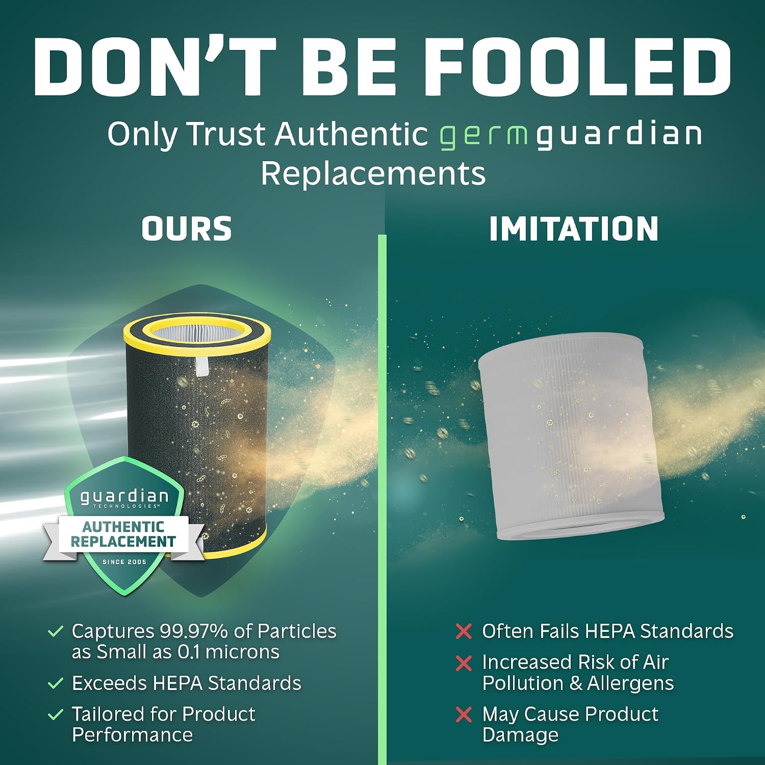 GermGuardian AirSafe XL Smart Air Purifier for Home 360° True HEPA Filter, WiFi and App Enabled, Air Quality Monitor, Large Rooms Up to 1680 Sq Ft, For Smoke, Dust, Pet Dander, Gray/White, AP3250