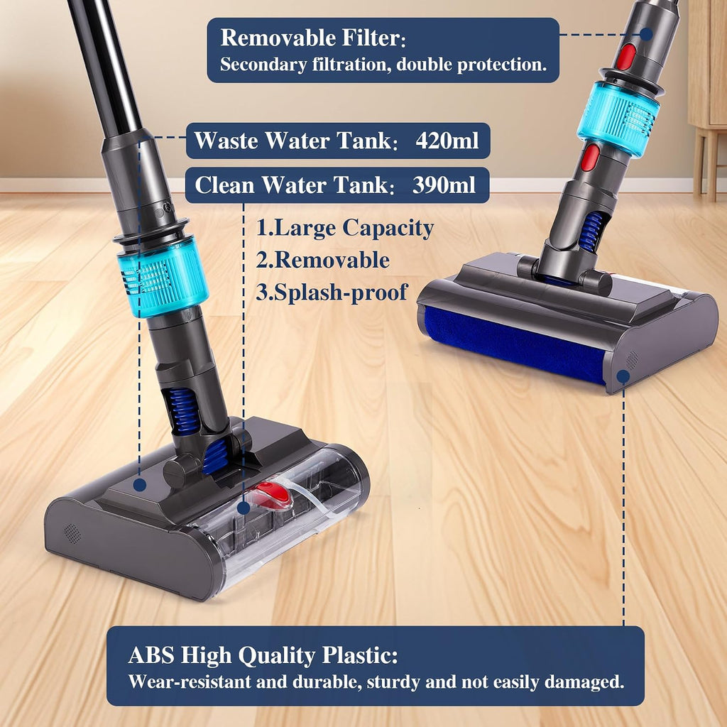 Original Electric Wet Dry Mopping Head Compatible with Dyson Submarine V15 V8 V7 V10 V11, Quick-Release Dyson Mop Head Attachment with LED, Water Tank and Roller Brush