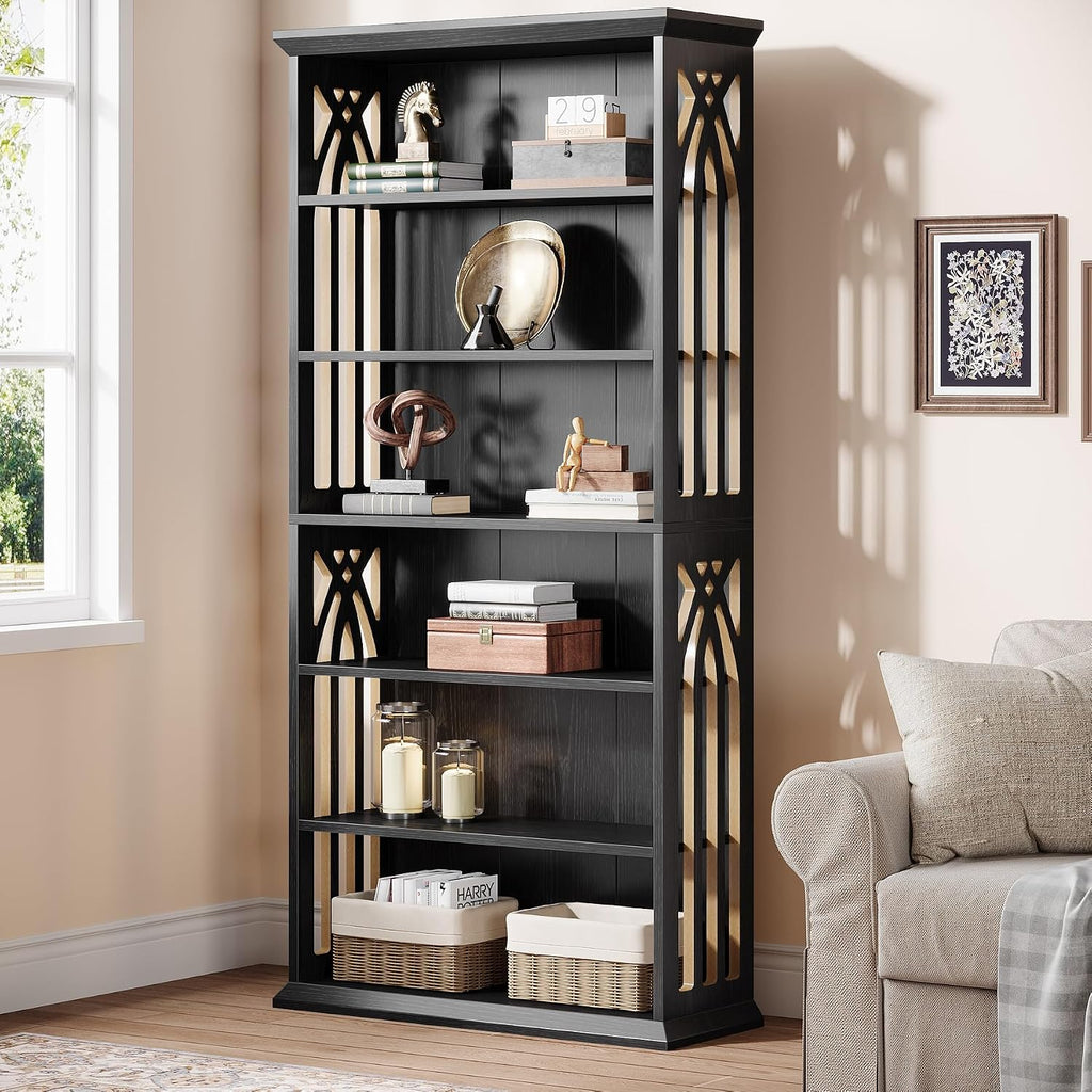 Tribesigns 6-Tier Bookshelf, 75-Inch Tall Bookcase, Large Bookshelves and Bookcases Freestanding Display Shelves, Wood Book Shelf for Living Room, Home Office, Bedroom, Black