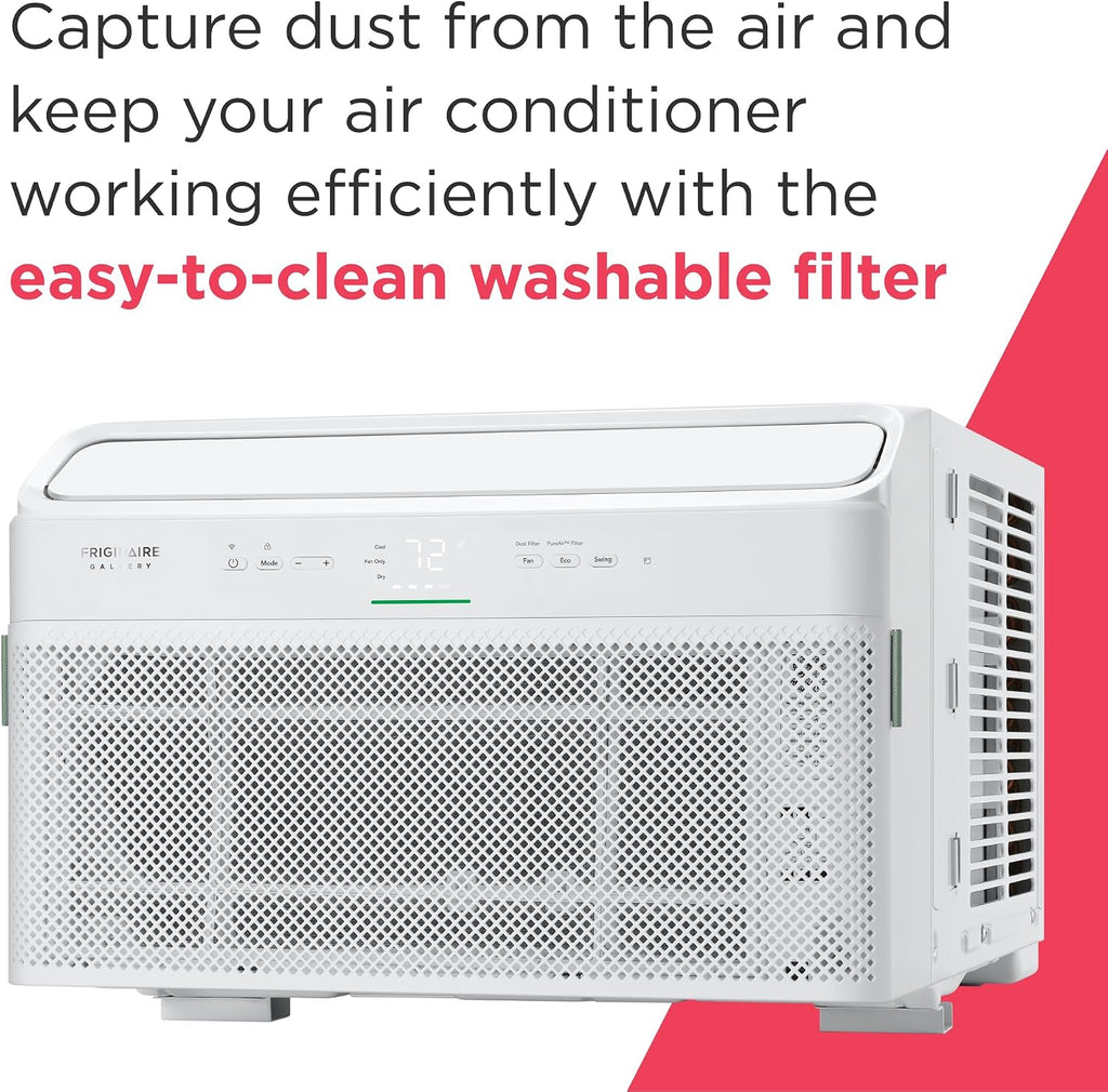 Frigidaire Gallery 8,000 BTU Smart Inverter Window Air Conditioner with Wi-Fi, Energy Star Most Efficient Certification & Indoor Air Quality Monitoring, Cools Up to 350 Sq. Ft., Ultra Quiet, White