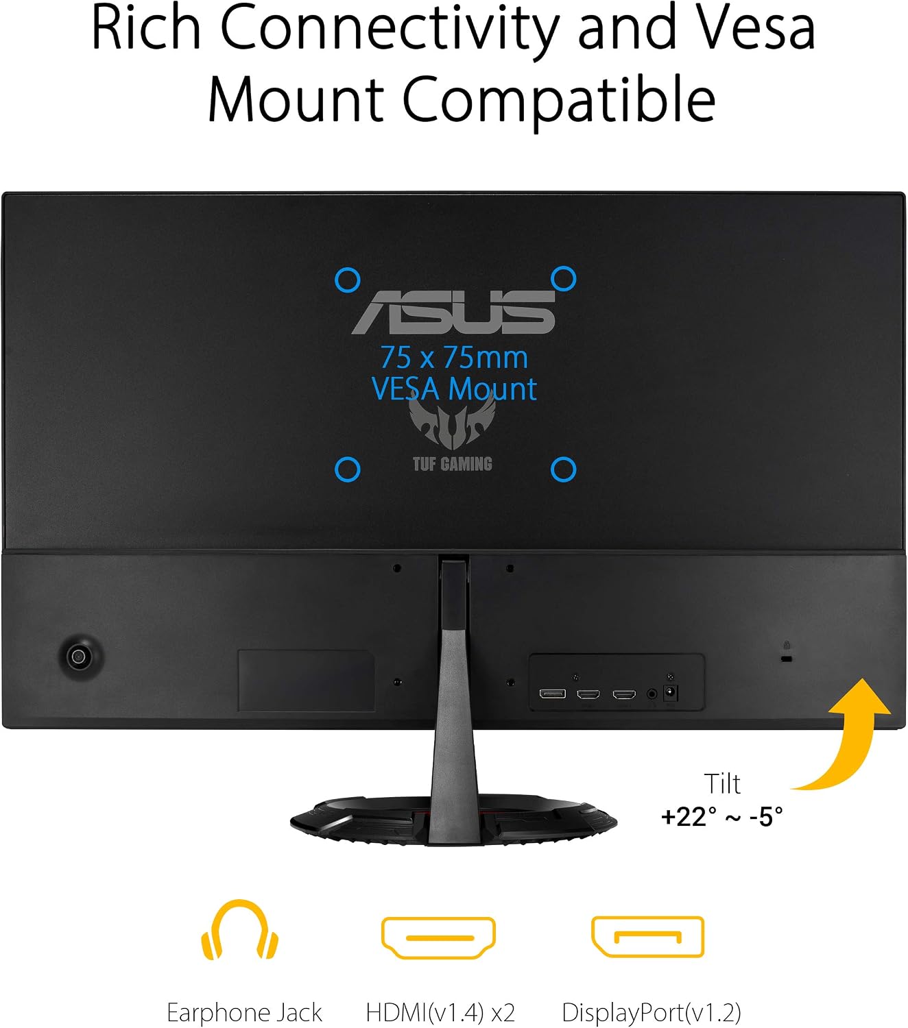 ASUS (VG249Q1R TUF Gaming 23.8' 1080P Monitor - Full HD, IPS, 165Hz (Supports 144Hz), 1ms, Extreme Low Motion Blur, Speaker, FreeSync™ Premium, Shadow Boost, VESA Mountable, DisplayPort, HDMI,Black