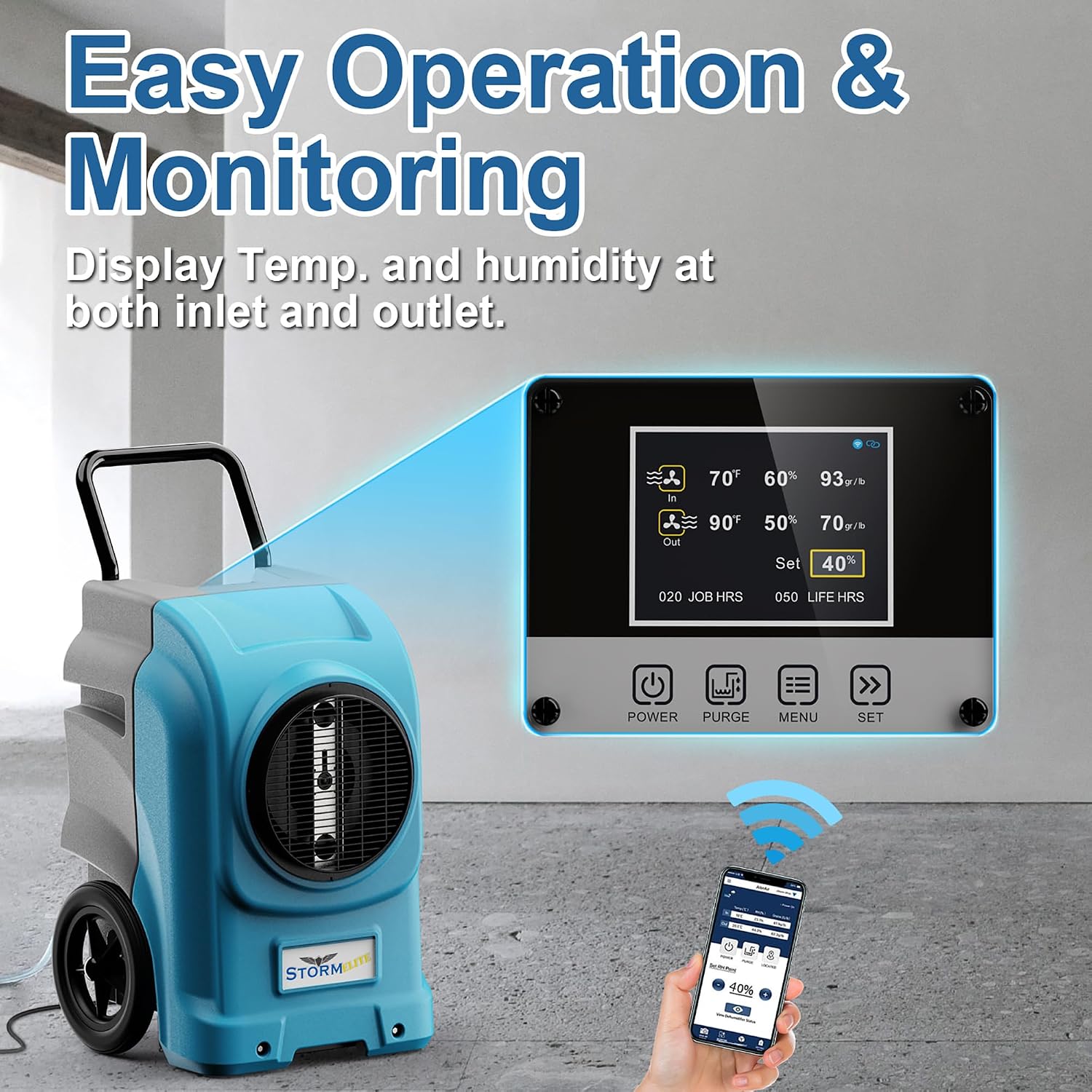 ALORAIR 270 Pints Commercial Dehumidifiers Smart Wi-Fi with Pump, Up to 3,000 Sq.Ft Coverage for Large Room or Basements, Industrial Dehumidifier with Drain Hose, 5 Years Limited Warranty