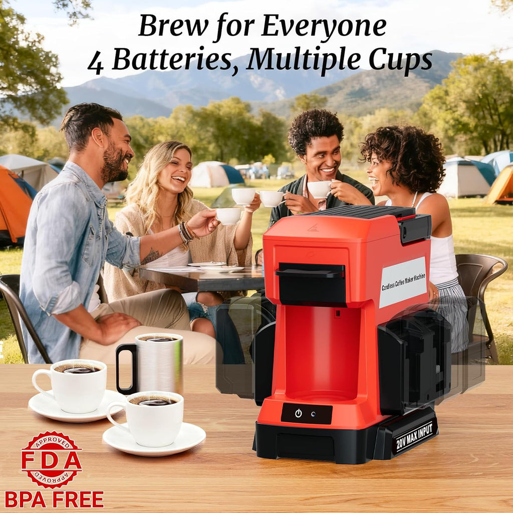 Cordless Coffee Maker for Milwaukee 18V Battery, 3 Brewing Options Drip Coffee Maker with Coffee Grinder, Portable Single Serve Coffee Makers for Camping, Travel, and Jobsite. (Tool Only)