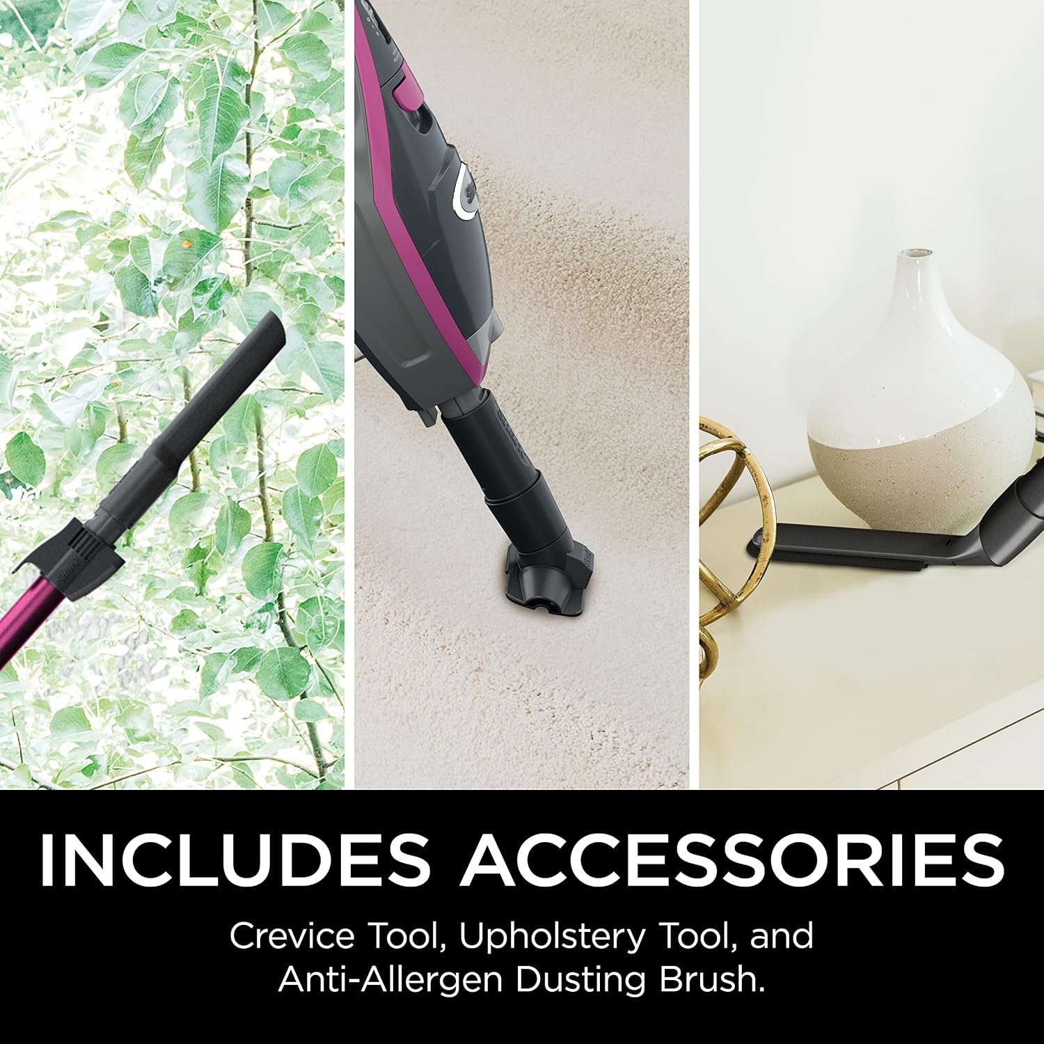 Shark HV371 Rocket Pro DLX Corded Stick, Removable Hand Vacuum, Advanced Swivel Steering, XL Cup, Crevice Tool, Upholstery Tool & Anti-Allergen Dust Brush, Fuchsia, Capacity