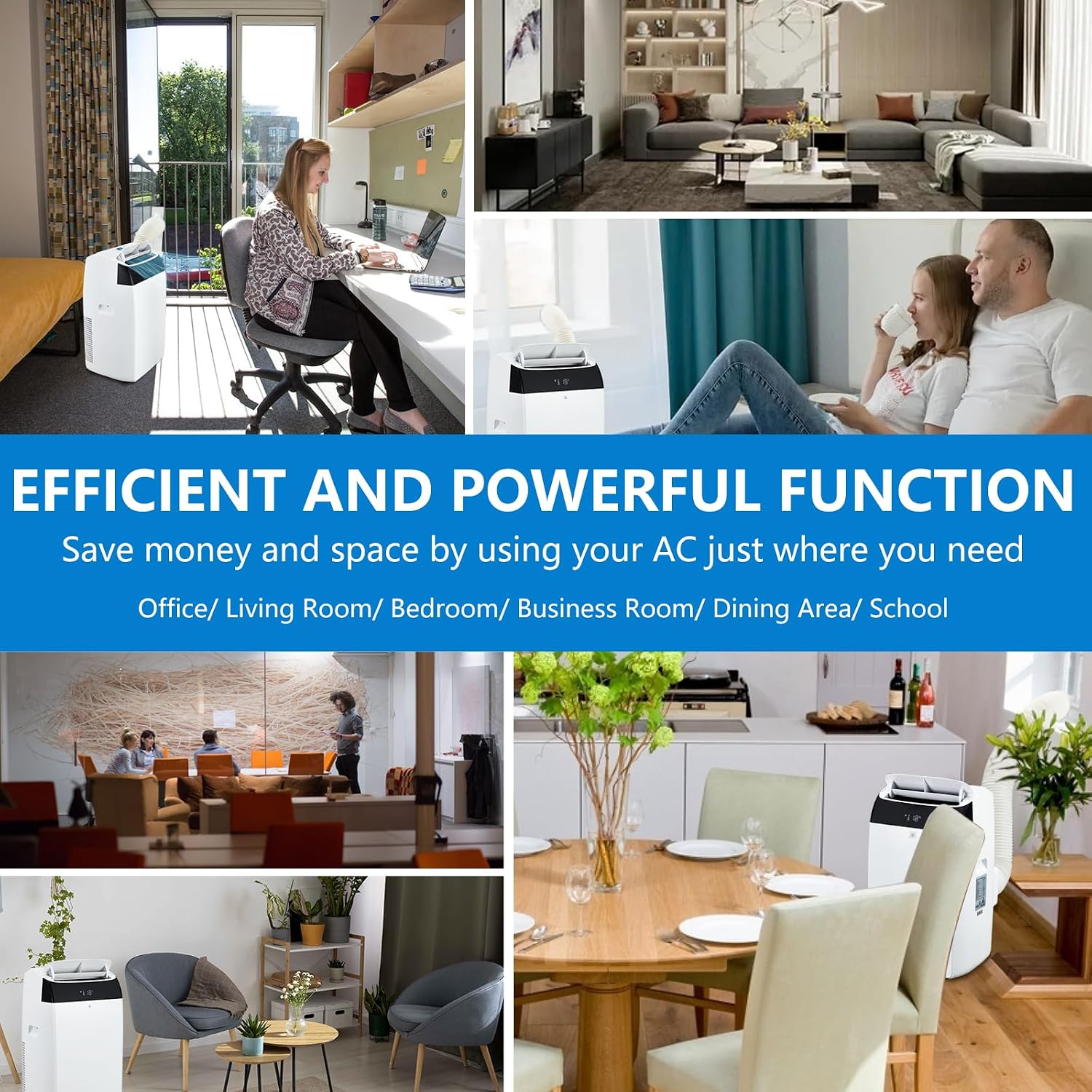 14000BTU Portable Air Conditioners with Remote Control and 24H Timer, KOKEBREN 3 IN 1 Low Noise Portable AC Unit with Dehumidifier and Fan, up to 750Sq. Ft. For Bedroom, Living Room, Office