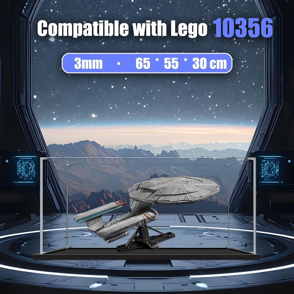 Acrylic Display Case for Star Trek: U.S.S. Enterprise NCC-1701-D for Lego 10356, Transparent Dustproof Storage Box (Model Not Included) (3MM Clear)