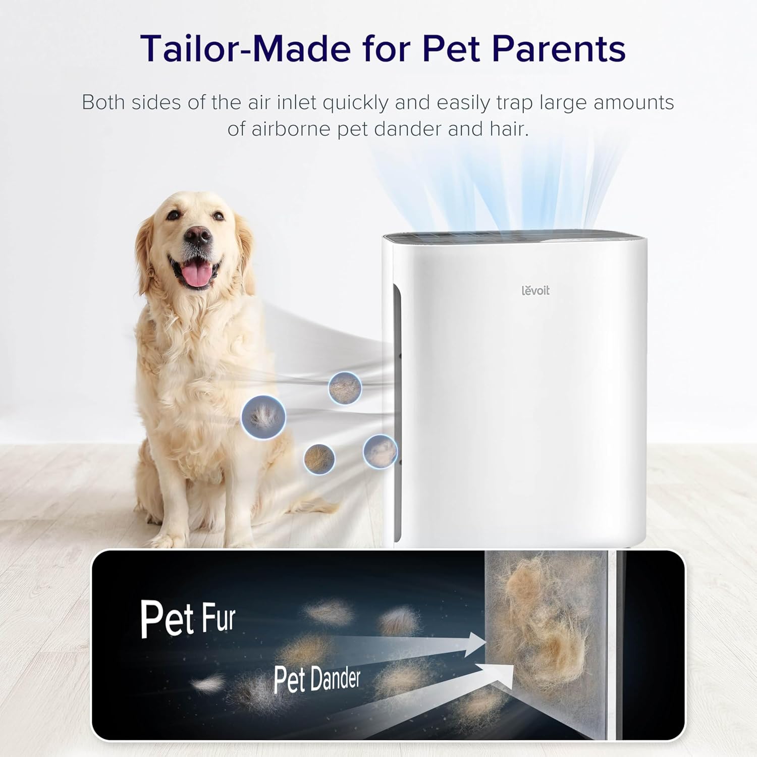 Levoit Air Purifier for Home Bedroom, Quiet Clean with Washable Pre-Filter for Dander, Smoke, Dust, Pollen, AHAM VERIFIED, Odor Eliminators for Medium Sized Rooms, Pet Hair Remover, Vital 100, White