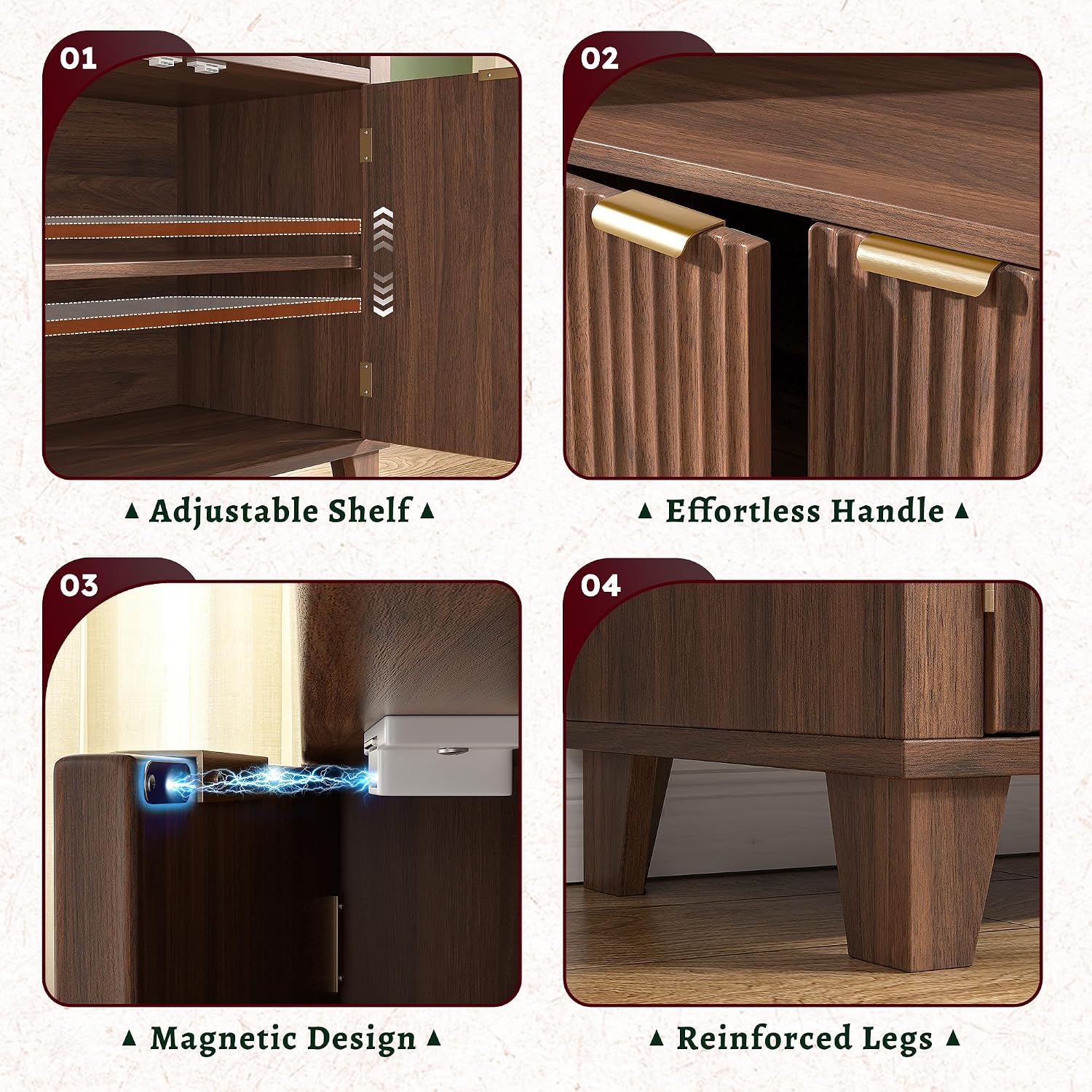 DurayLoly 79.9' Tall Arched Cabinet, 6-Tier Arched Bookcase with Fluted Doors and Adjustable Wood Shelves, Wooden Storage Cabinet with Tall Bookshelf for Office, Living Room, Kitchen, Walnut