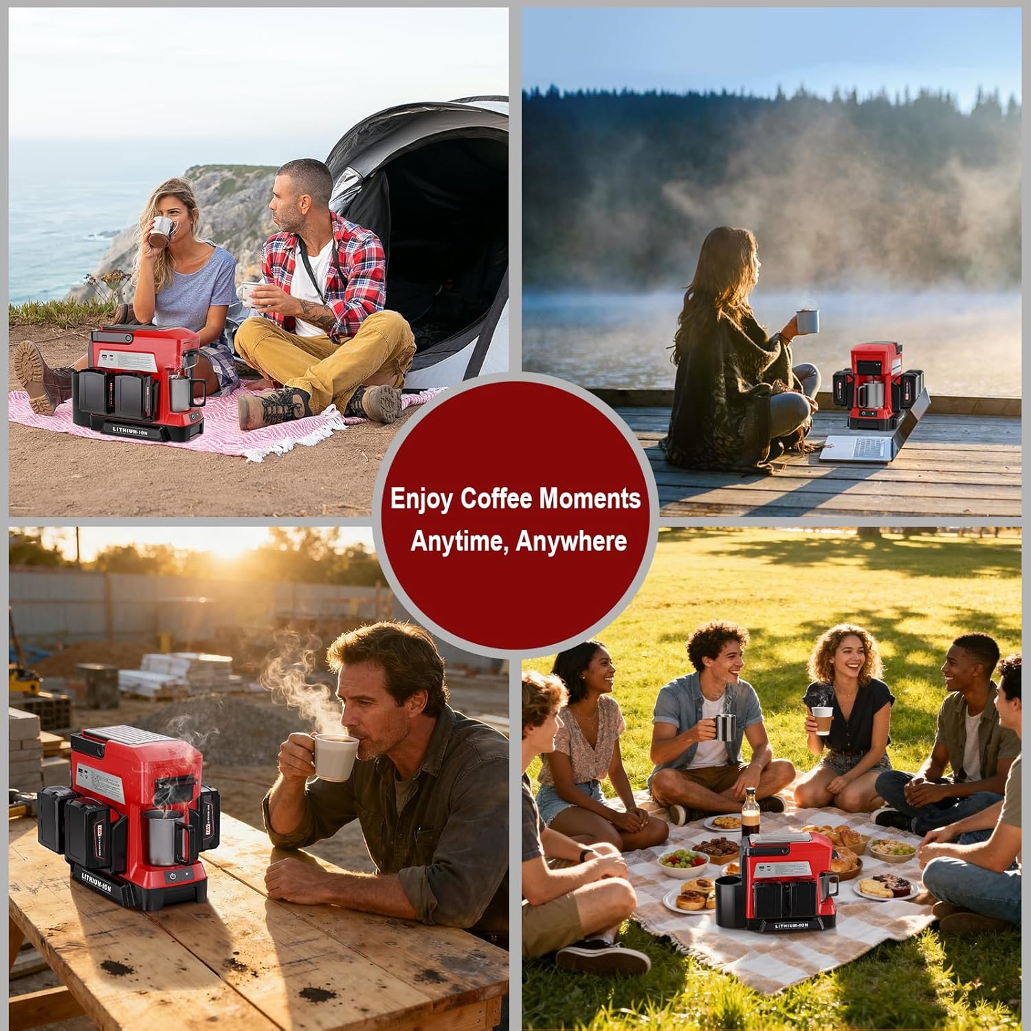Taingwei Cordless Coffee Maker for Milwaukee M18 18V Battery, Portable Drip Coffee Maker with Electric Coffee Grinder for RV, Camping, Travel, Car, Hiking (Battery Not Included)