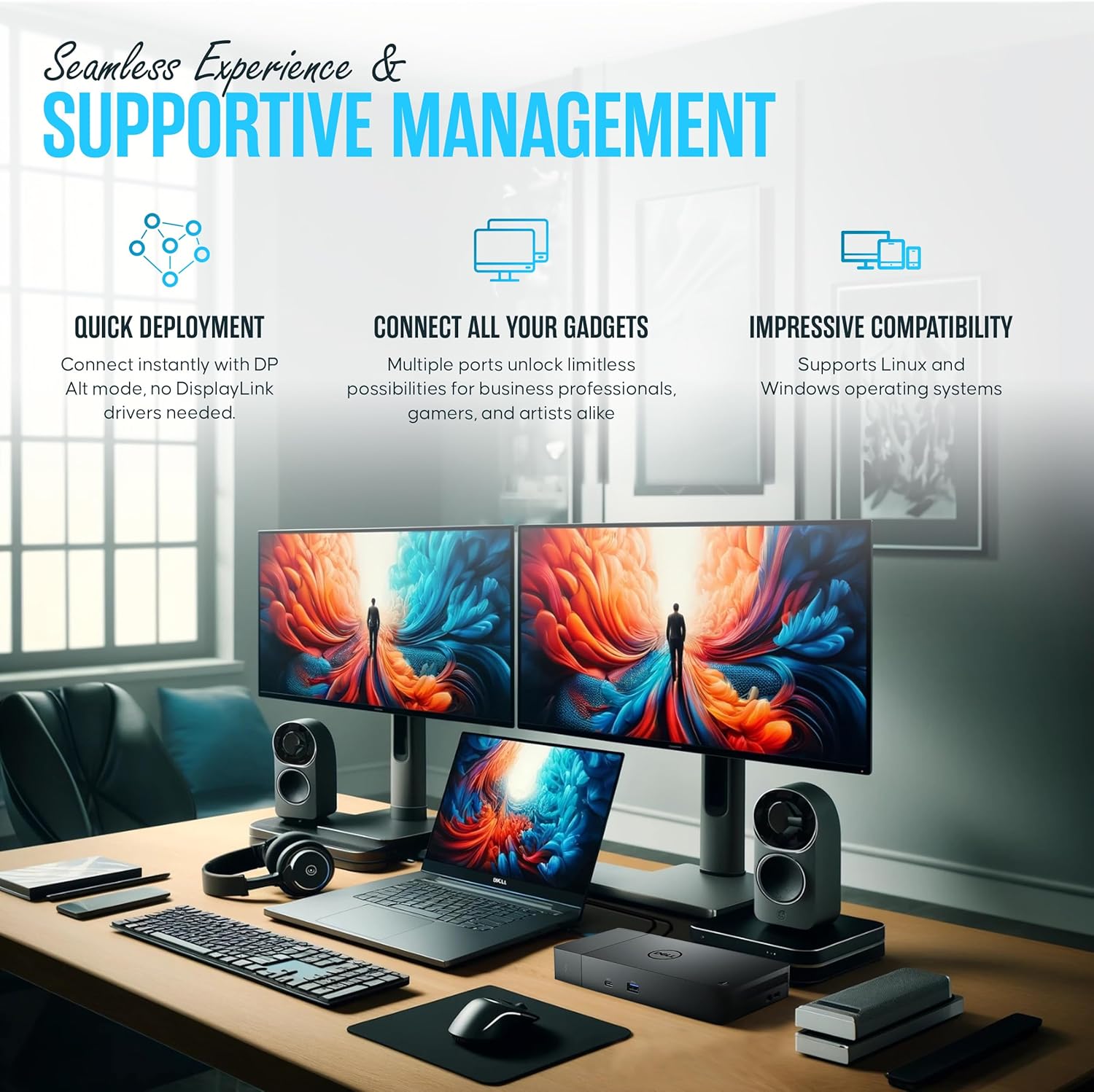Dell WD19TBS Thunderbolt Dock - USB C Docking Station Dual Monitor with 180W AC Adap TER, HDMI Cable, DisplayPort Cable & Cleaning Cloth - Laptop & Computer Docking Station (Renewed)