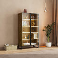EUREKA ERGONOMIC Curio Cabinet with LED Lights, 4-Tier Adjustable Shelves Display Storage Cabinet Tempered Glass Door Tall Showcase for Collectibles Figurines Home Office Living Room Bedroom, Walnut