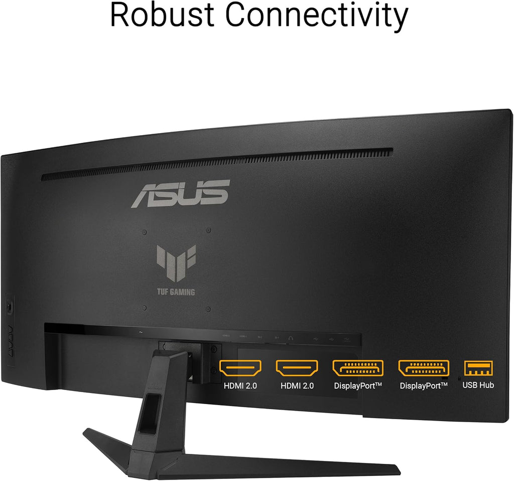 ASUS TUF Gaming 34' Ultra-Wide Curved Monitor (VG34VQ3B) – 21:9 QHD (3440x1440), 180Hz, 1ms, Extreme Low Motion Blur Sync, FreeSync Premium, Speaker, 90% DCI-P3, DisplayWidget Center, 3 yr Warranty