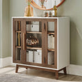 BELLEZE Modern Curio Cabinet, 3-Tiers Console Table, Brown, 31 Inch
