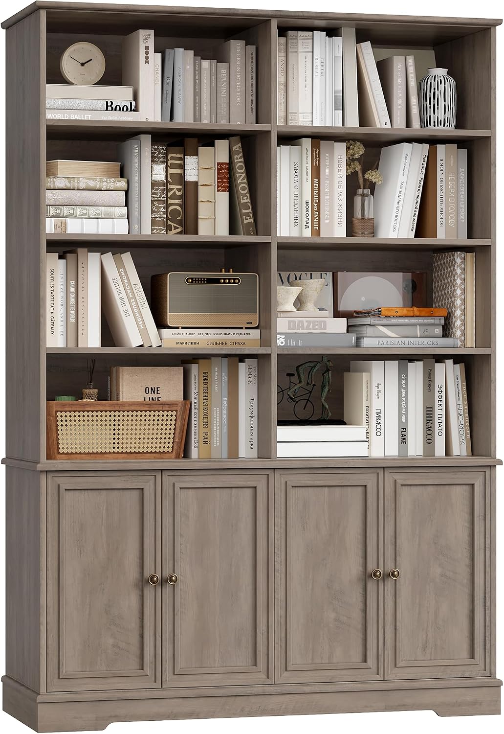 FINETONES 73' Tall Bookshelf with Doors, 6 Tier Large Bookshelf Double Wide Bookcases and Bookshelves with Storage, Large Display Cabinets for Home Office,Living Room, Library