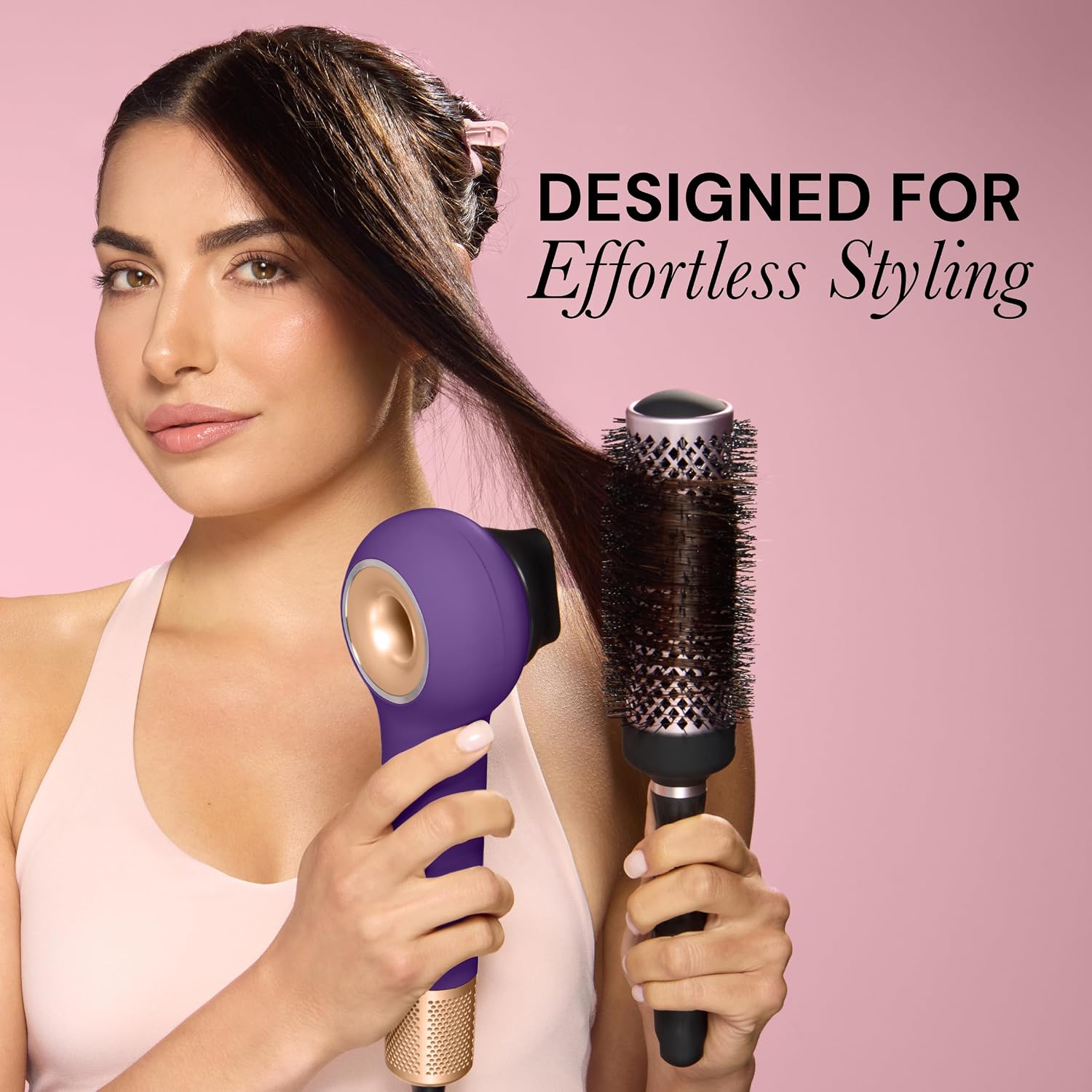 L'ANGE HAIR Axia HaloRing Ionic Hair Dryer | High Speed Professional Blow Dryer for Smooth, Frizz-Free Styles | Lightweight Brushless Motor with Concentrator & Wall Mount | 4 Heat Settings | Purple