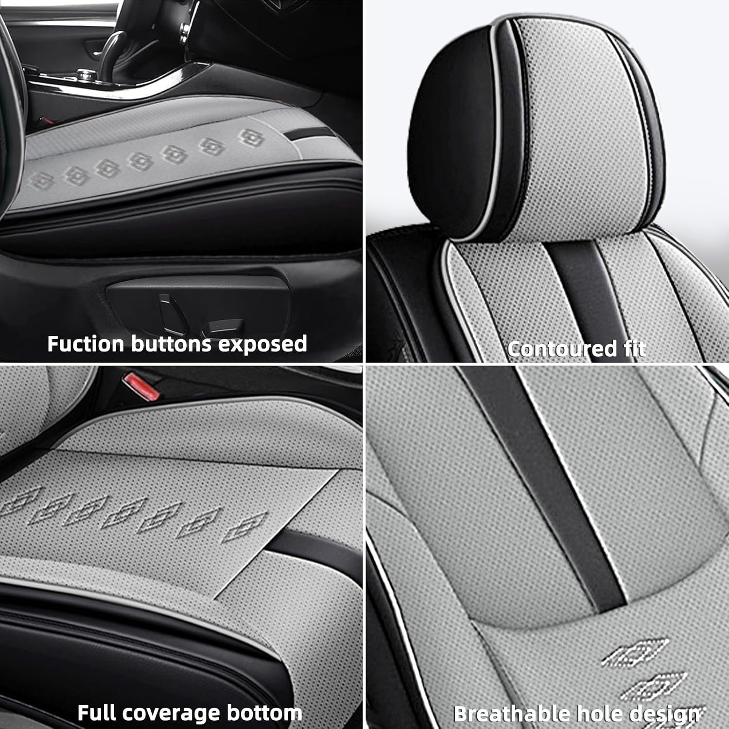 Car Seat Covers 2 Seats Fit for Mazda CX-30 2020-2024 2025,Waterproof Leather Seat Covers,Airbag Compatible,Car Seat Protectors Interior Sets(Front Set,Black&Grey)