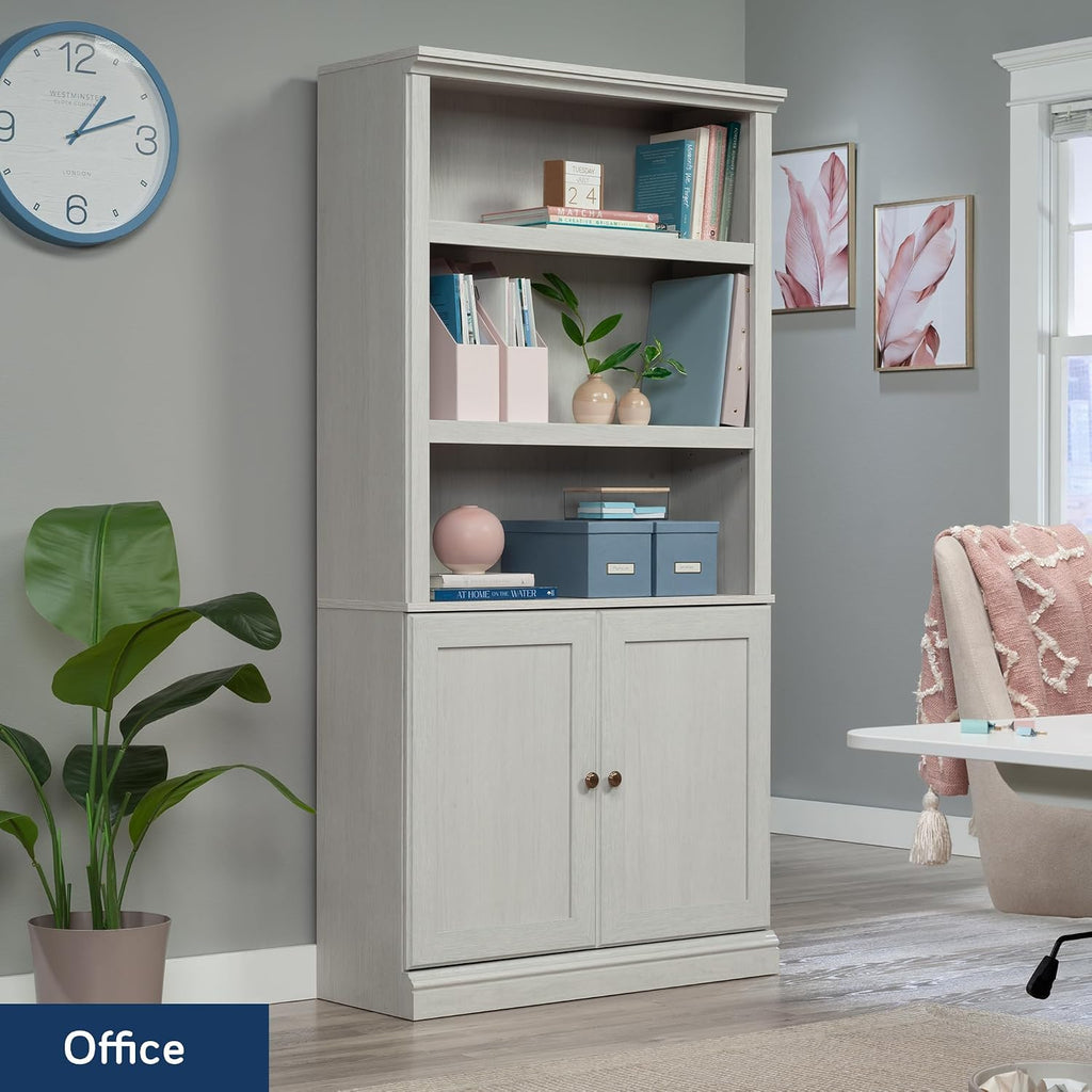 Sauder Miscellaneous Storage 5-Shelf/Book Shelf 2-Door Bookcase, Glacier Oak Finish
