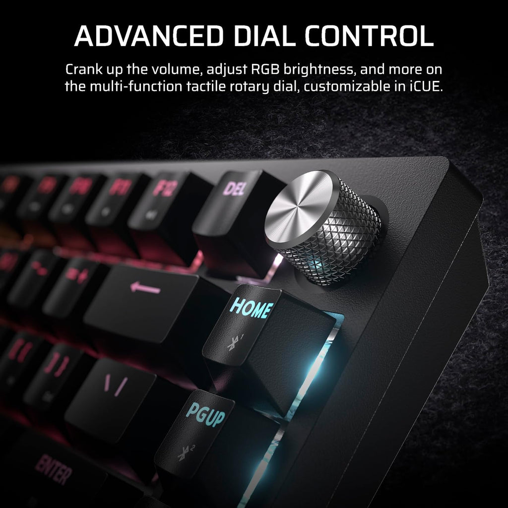 Corsair K65 Plus Wireless 75% RGB Hot-Swappable Mechanical Gaming Keyboard – Pre-Lubricated MLX Fusion Tactile Switches – Dual-Layer Sound Dampening – PBT Keycaps – QWERTY NA – Black