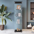 Beauty4U Glass Display Cabinet with 4 Shelves, Curio Cabinets for Living Room, Bedroom, Office, Black Floor Standing Glass Bookshelf, Quick Installation
