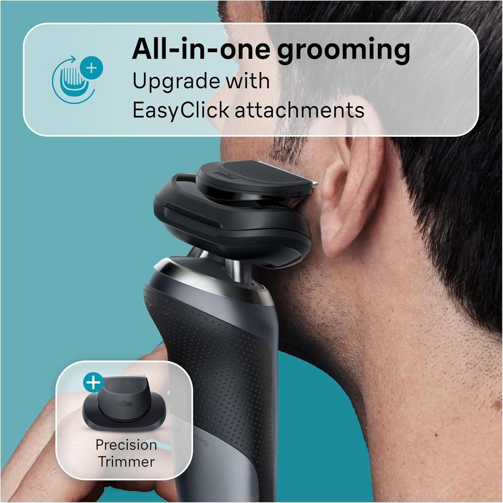 Braun Electric Shaver for Men, Series 7 7127cs, Wet & Dry Shave, Turbo & Gentle Shaving Modes, Waterproof Foil Shaver, Engineered in Germany, with Beard Trimmer, Charging Stand, Space Grey