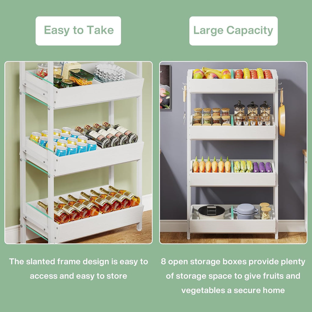 Tribesigns 4-Tier Retail Snack Display Shelf, Snack Rack Display Stand with 4 Hooks, Retail Shelves Racks for Vendors, Store, Supermarket and Home Kitchen