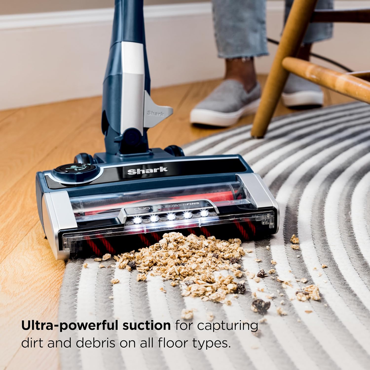 Shark HZ3002 Stratos Ultralight Corded Stick Vacuum with DuoClean PowerFins HairPro, Self-Cleaning Brushroll, & Odor Neutralizer Technology, Navy