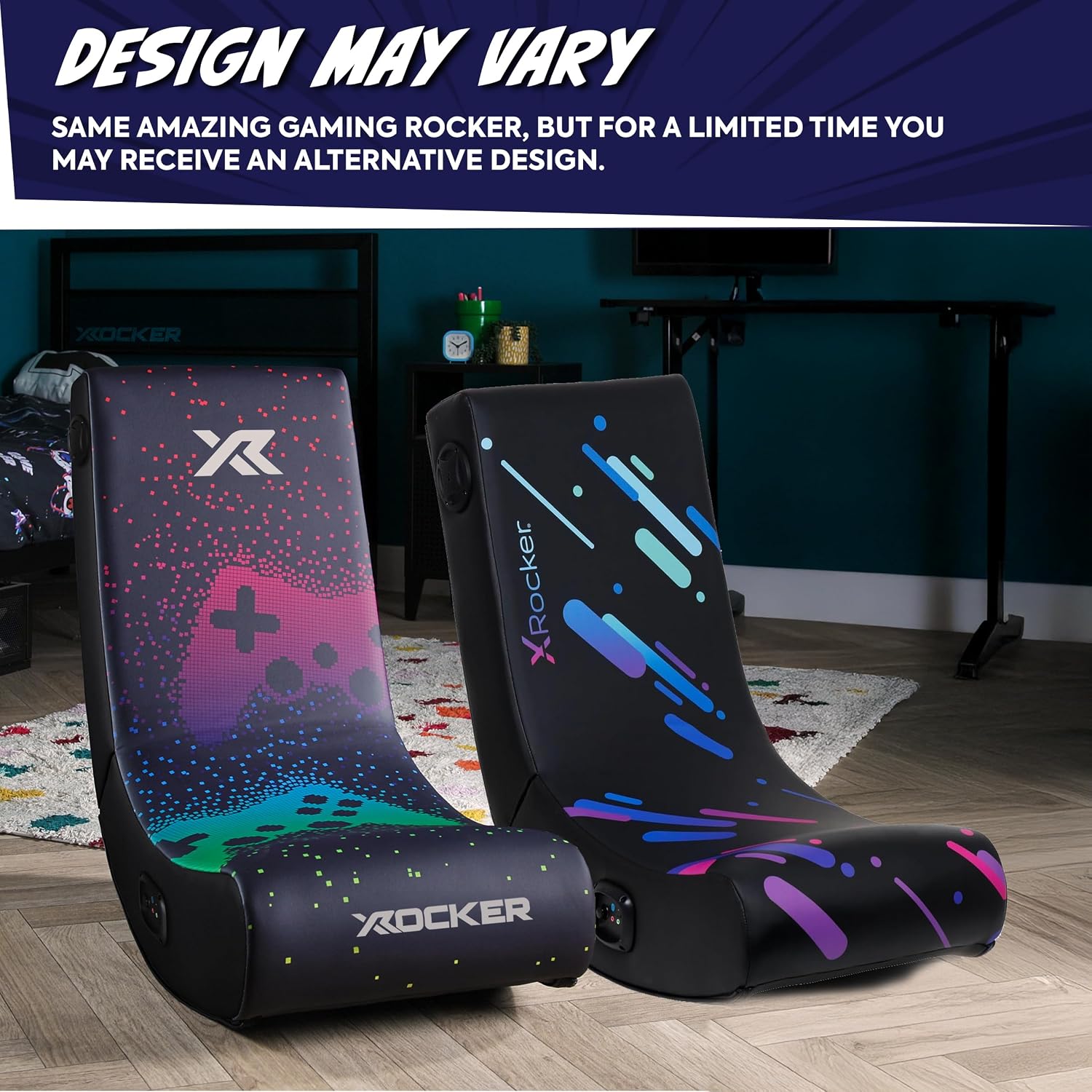 X Rocker Video Gaming Floor Rocker Chair, Built-in Audio, Foldable, for Gamers, Bedroom, or Game Room for Boys, Girls, Teens 5-17, Gifts for Gamers
