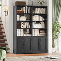 FINETONES 73' Black Bookshelf with Doors, 6 Tier Tall Bookshelf Double Wide Bookcases and Bookshelves with Storage, Large Display Cabinets for Home Office,Living Room, Library