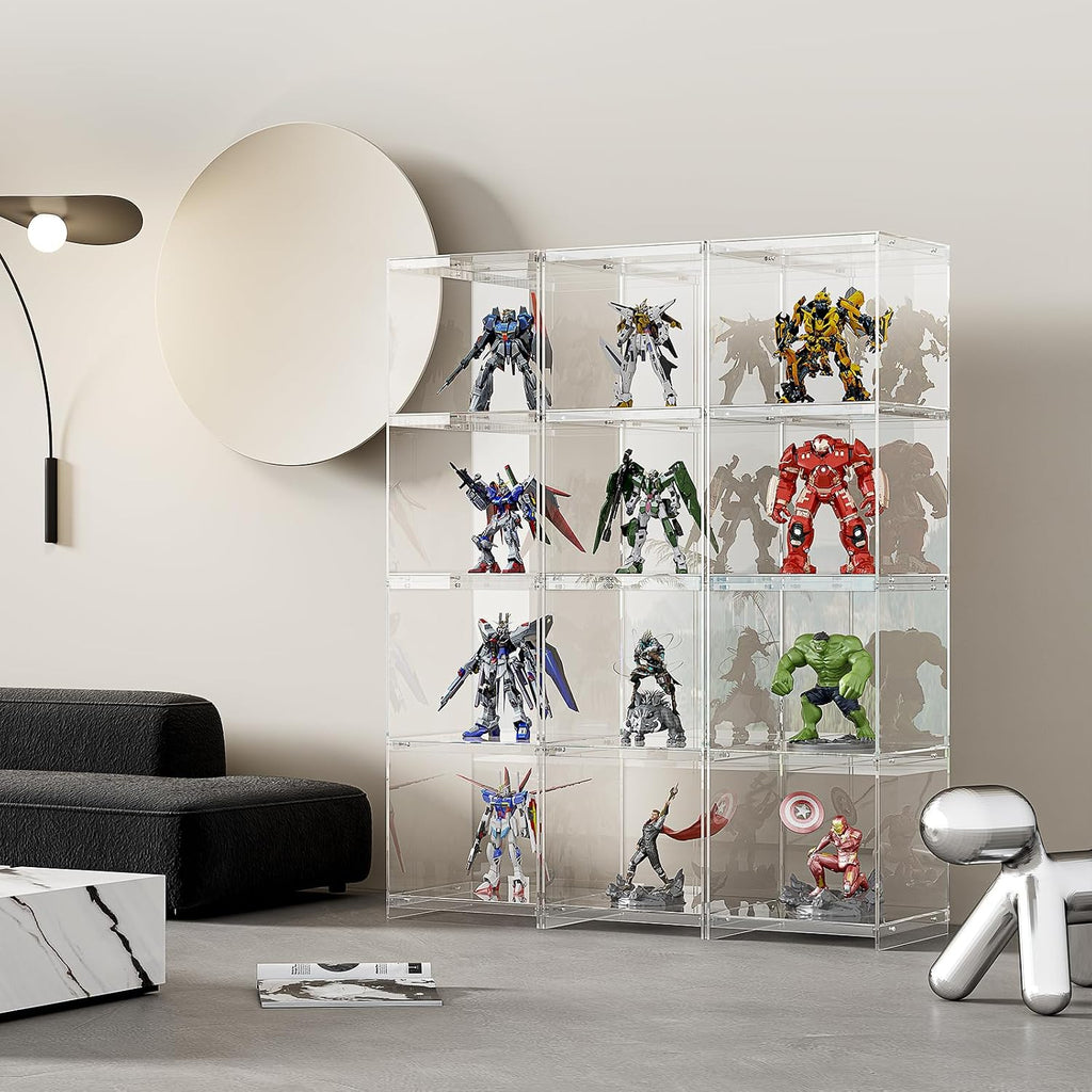 Acrylic Display Cabinet, 4-Tier Display Case in Bedroom, Living Room, Playroom, Modern Style (16' D x 16' W x 62' H)