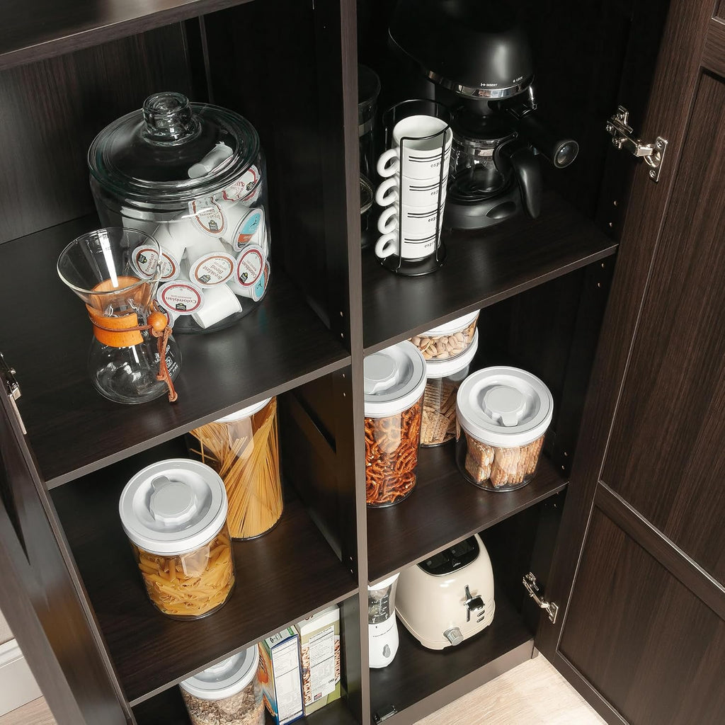 Sauder Storage Cabinet/ Pantry cabinets, 29.61 ' x D: 16.02 ' x H: 71.50', Cinnamon Cherry finish