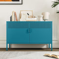 Chshin Metal Storage Cabinet with Doors,Blue Accent Cabinet,Metal Locker Storage Cabinets,2 Door TV Media Stand with Removable Shelves for,Home,Office,Entryway,Living Room