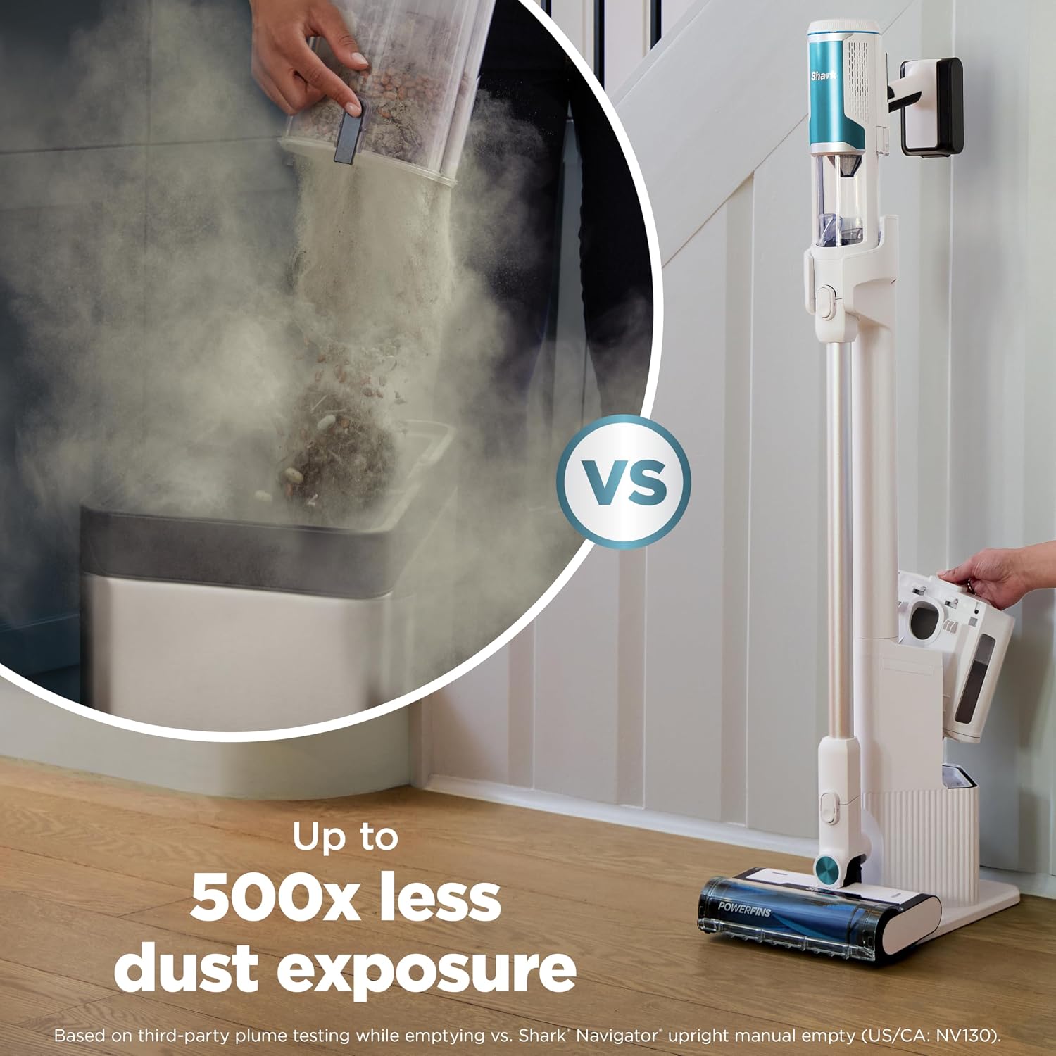 Shark Clean & Empty Cordless Stick Vacuum – Lightweight Cordless with HEPA Filter, Portable, Rechargeable, Auto-Empty System, Stick Vacuum for Pet Hair, Carpets & Hardfloor, White, BU3521