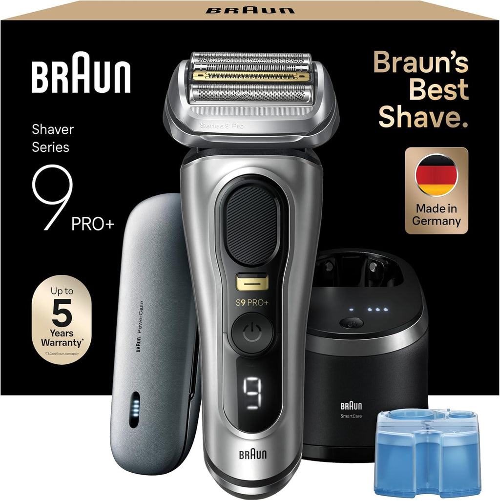 Braun Series 9 PRO+ 9577cc Electric Razor for Men, 5 Pro Shave Elements & Precision Long Hair Trimmer, 6in1 SmartCare Center, PowerCase for Mobile Charging, Wet & Dry, 60min Battery Runtime