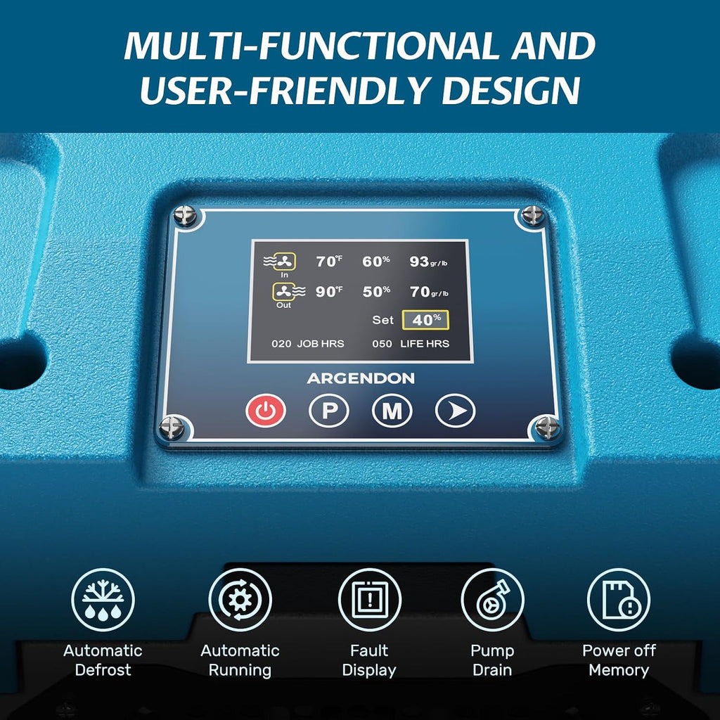 Argendon LGR Commercial Dehumidifier with Pump, 180 Pints Dehumidifiers for Crawl Space, Basements, Large Space, Water Damage Unit, Industrial dehumidifier with Wheels and Handle, 5 Year Warranty