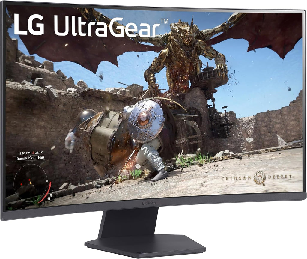 LG 32GS60QC-B Ultragear 32-inch Curved Gaming Monitor QHD (2560x1440) 180Hz 1ms 1000R AMD FreeSync HDR10 HDMIx2 DisplayPort Borderless Design Black Stabilizer DAS Crosshair FPS Counter - Black