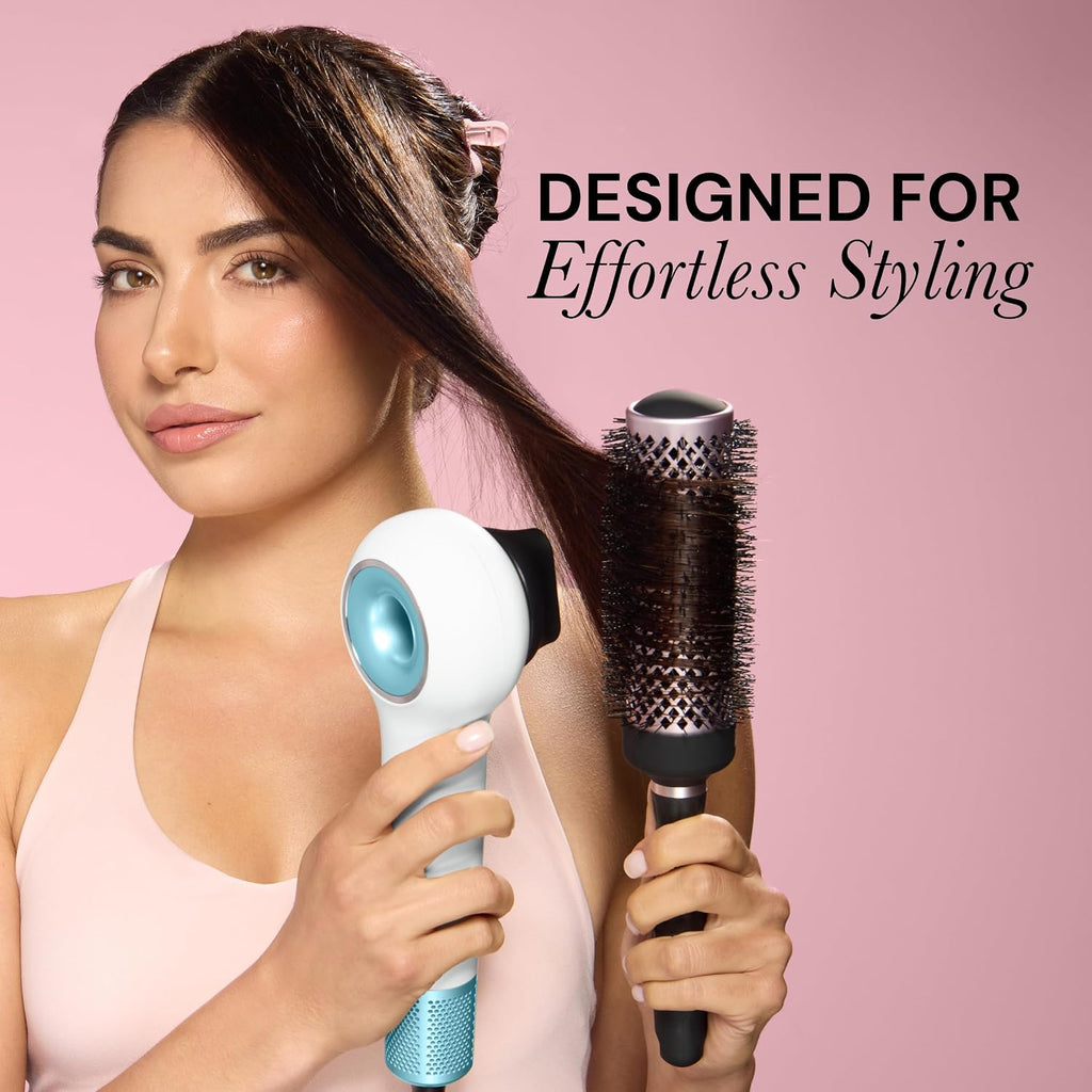 L'ANGE HAIR Axia HaloRing Ionic Hair Dryer | High Speed Professional Blow Dryer for Smooth, Frizz-Free Styles | Lightweight Brushless Motor with Concentrator & Wall Mount | 4 Heat Settings | White
