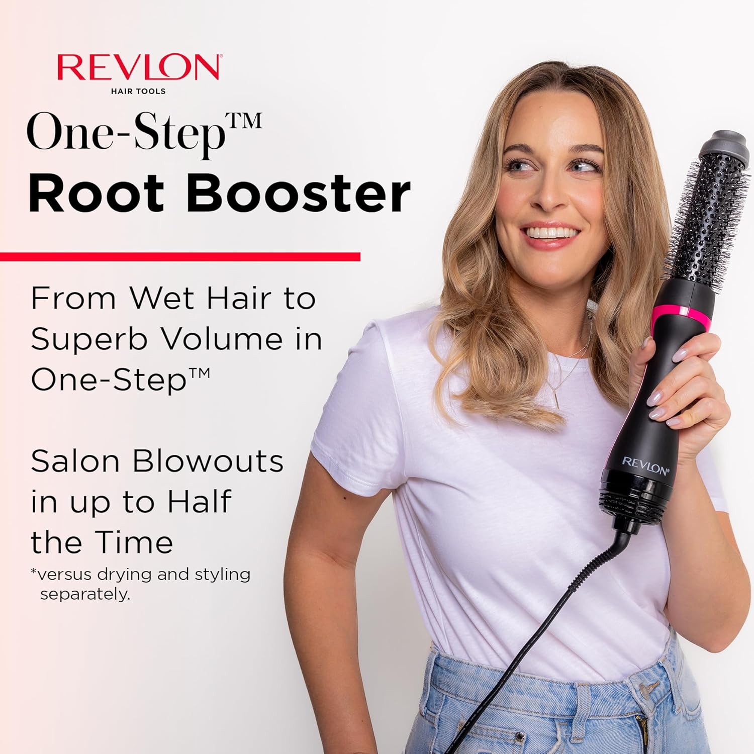 REVLON -Step Root Booster Hot Air Brush Styler and Dryer,Revive Styles and Add Volume to Hair with This Dryer Brush,1 ½ inch Barrel (Black),(Pack of 3)
