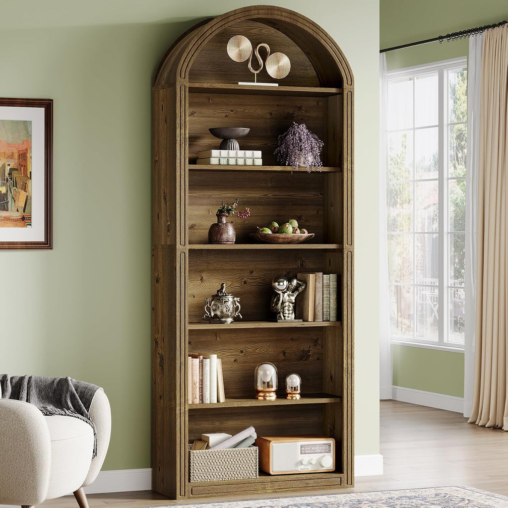 Tribesigns 6-Tier Arched Bookshelf, 77.16' Tall Arched Bookcase Open Display Shelving Unit with Storage Shelves for Living Room, Bedroom, Home Office