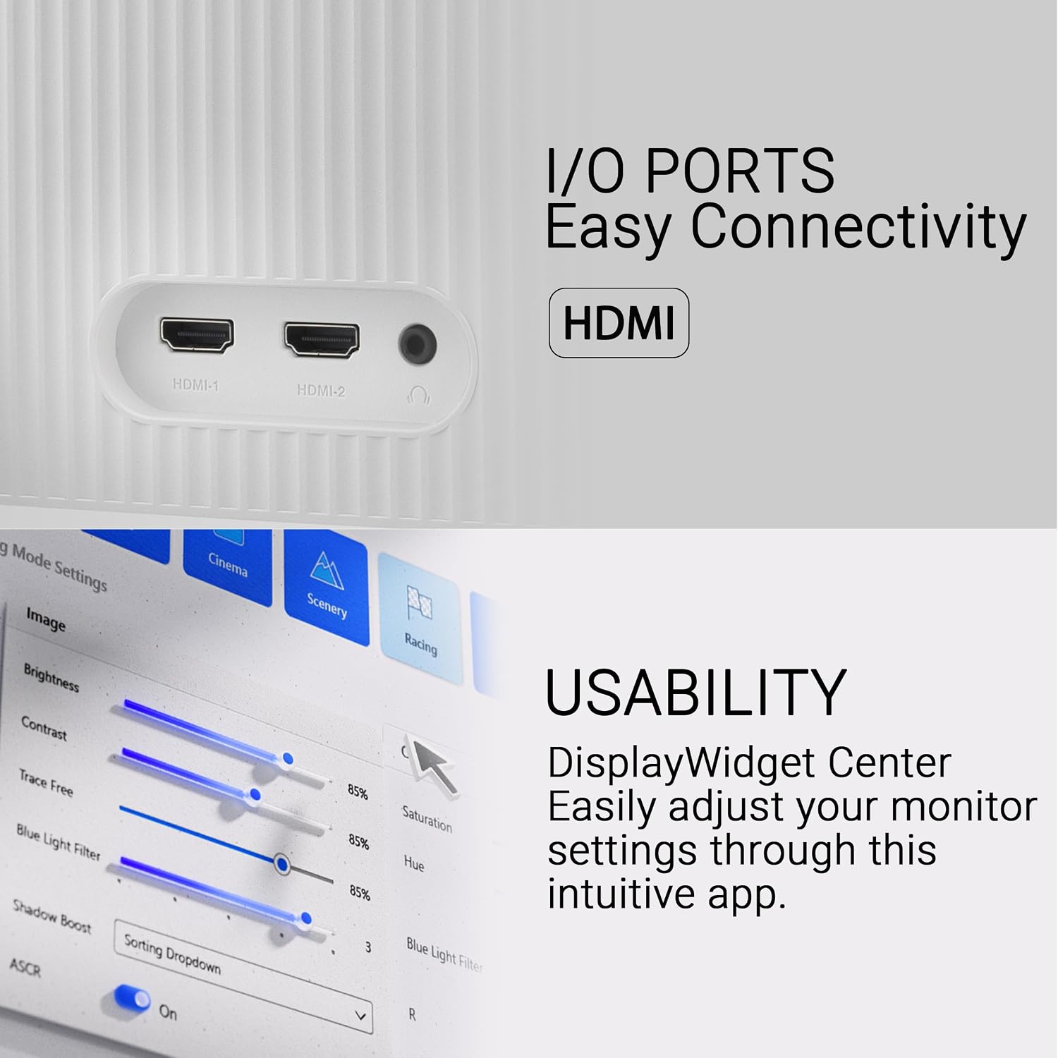 ASUS 24' (23.8 inch viewable) 1080P Eye Care Monitor (VU249HFI-W) - Full HD, IPS, 100Hz, SmoothMotion, Adaptive Sync, Nano-ion, Eye Care Plus, VESA Wall Mountable, 3 yr Warranty